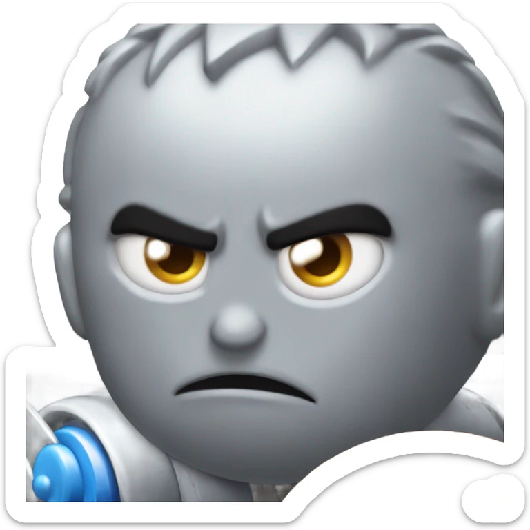 Metal cute mad Kirby Gray ball driving on car wheels with mad eyebrows game sticker