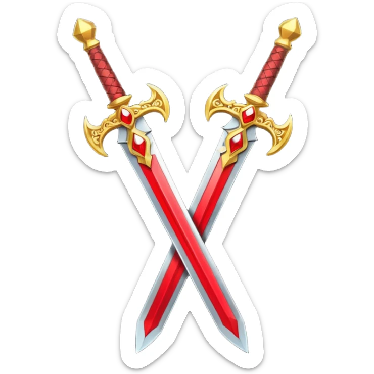 Two Golden royal swords with red gems sticker