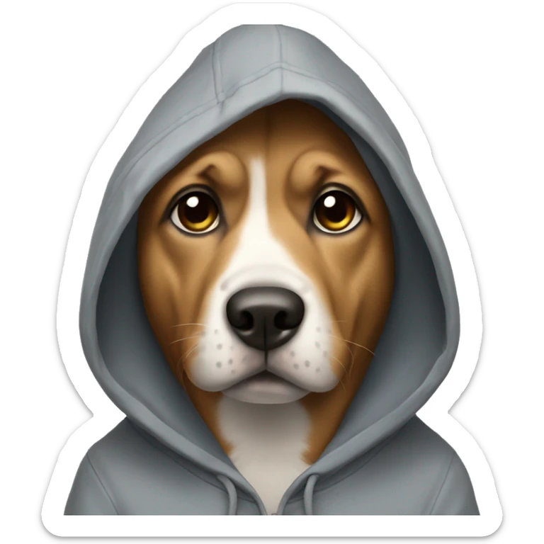 Dog wearing hoodie sticker