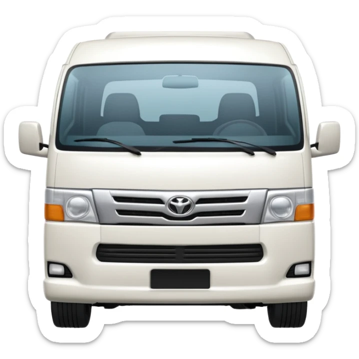 3D emoji of a Peruvian urban white toyota hiace sticker
