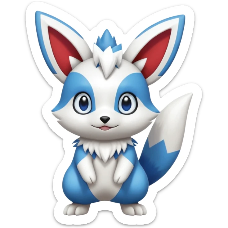 Victini-Pichu-Oshawott-Meowstic-Minccino-Zangoose-Fakémon-hybrid-creature (full body)  sticker