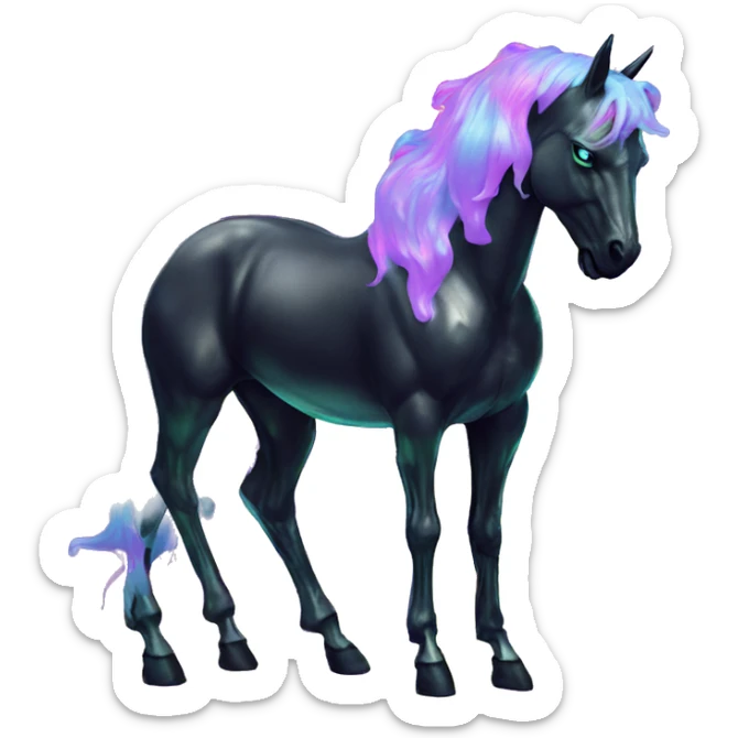 .Zombie_ Vaporwave black holographic oilslick zombie unicorn yellow caution tape graffiti Pegasus  sticker