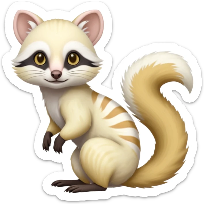 White albino pastel Civet-Numbat-Cacomistl-Tamarin-Tanuki-fusion-hybrid (full body) sticker