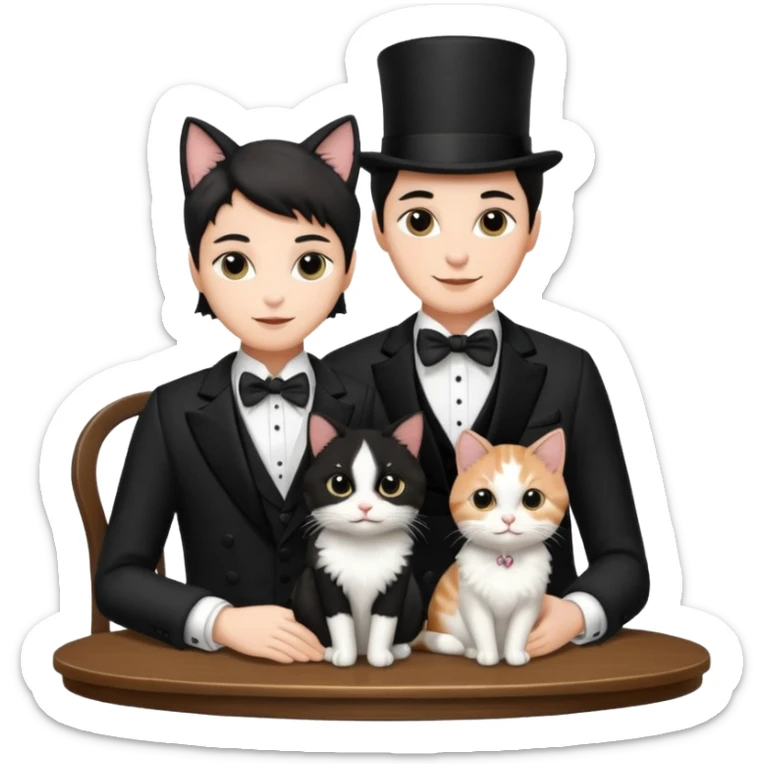 magician couple and th@ClashOfClansShopNo1eir pet cat sticker
