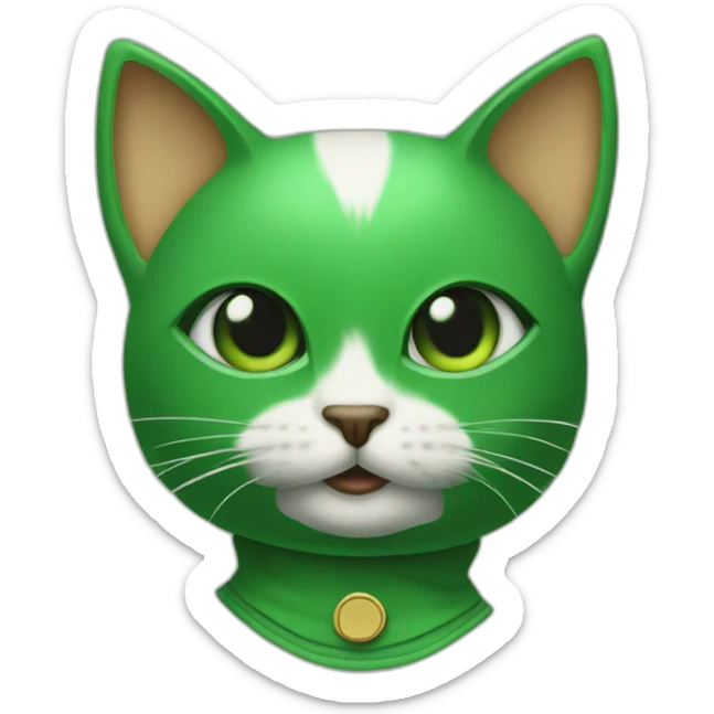kitten wearing a green stanley ipkiss mask from the film the mask sticker