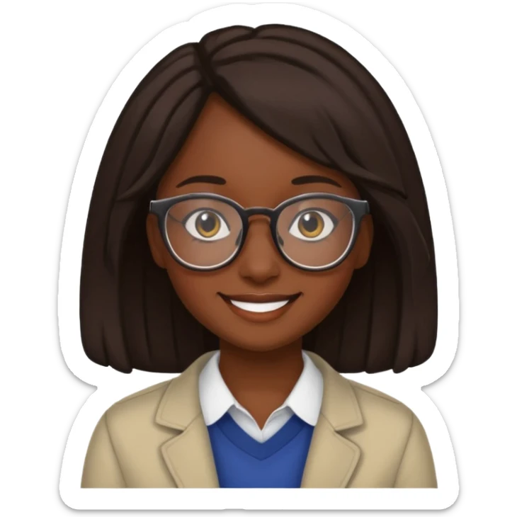 Dark skin teen with glasses girl  sticker