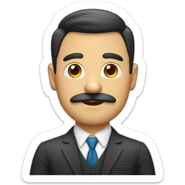 hombre de negocios que encoje los hombros con traje y sin bigotes sticker