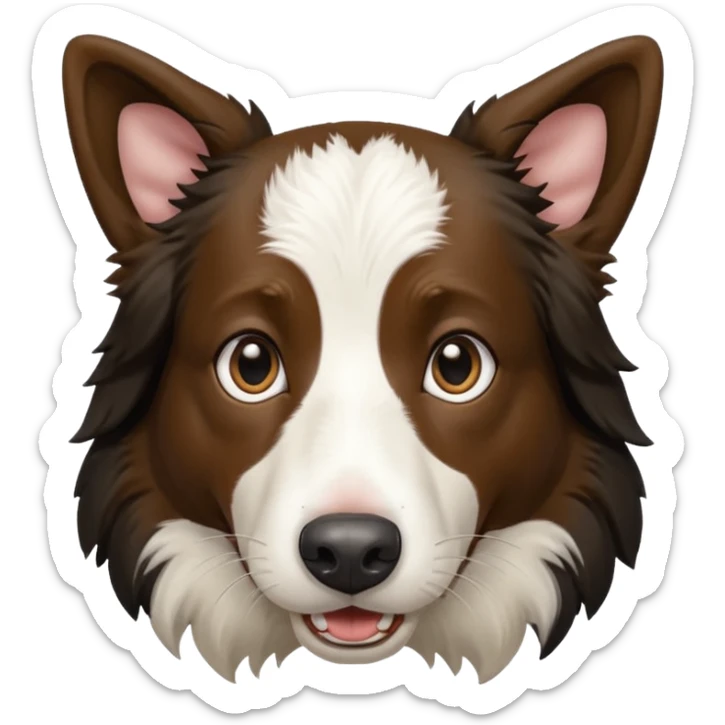 A black and white border collie has a cow's hoof in her mouth. sticker