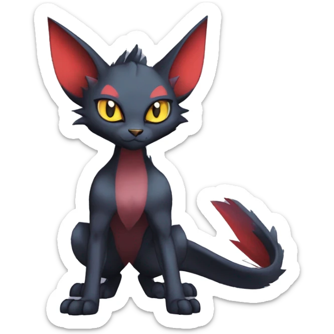 Black cool Vampiric Noivern-Zorua-Litten-Bat-Sphynx-Lykoi-Caracal-cat-Fakemon-fusion full-body sticker