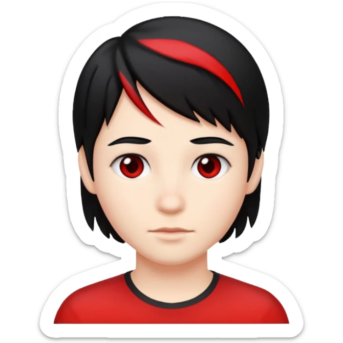 Fait une personne blanche avec des cheveux noir mais un coter rouge sticker