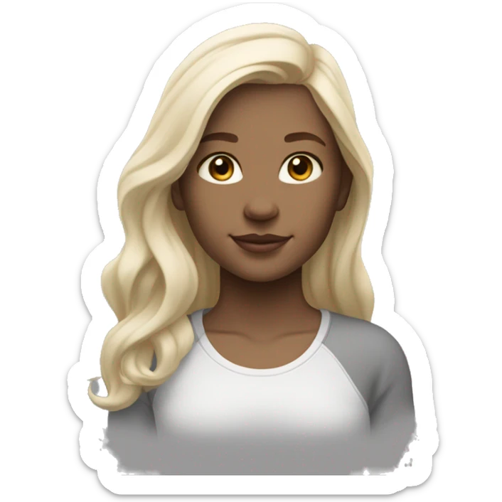 white raced, blonde hair with middle part, girl, long sleeve white lululemon shirt,  grey sweat pants  sticker