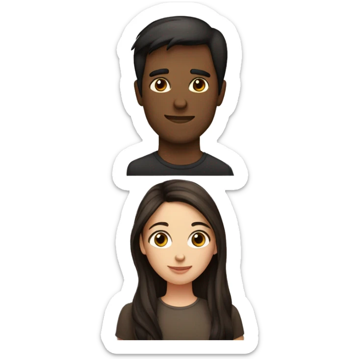 A Couple a Girl and a men. Both have Brown hair, but the Girl has very dark hair. Their Kissing each other  sticker