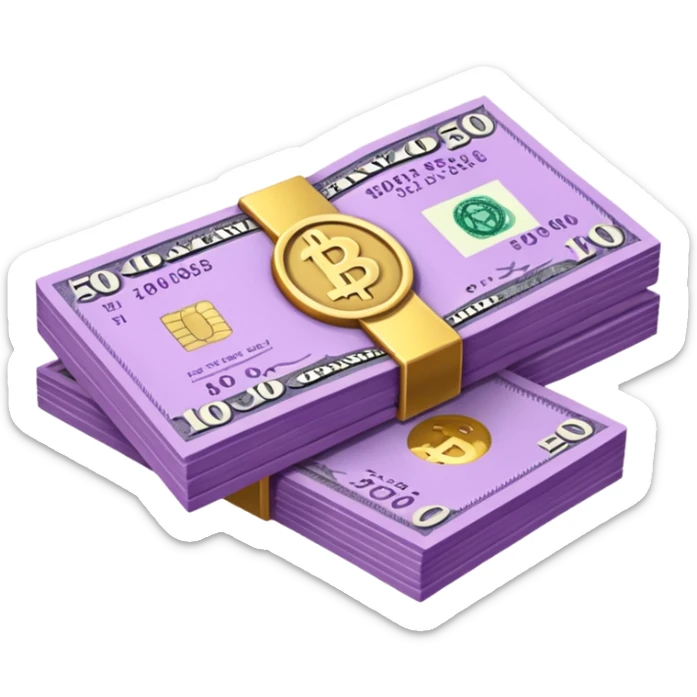 billetes en 3d morados animados en png sticker