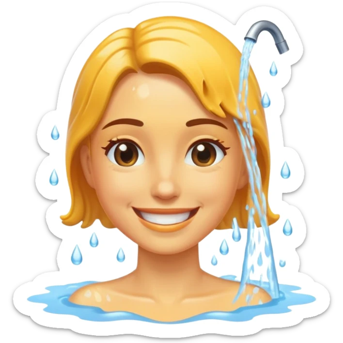 a woman standing and a bucket of water is being poured on her  sticker