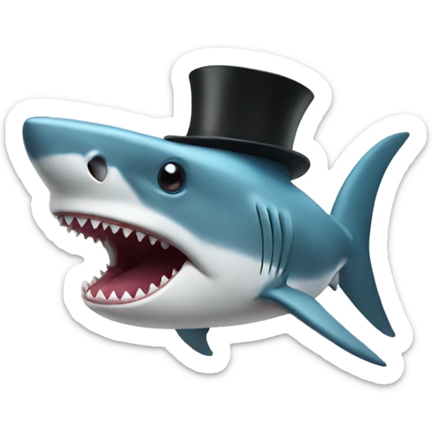 Shark with a top hat sticker