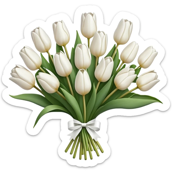 white tulip bouquet  sticker