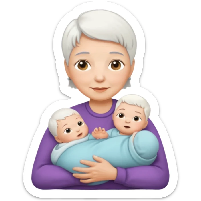 grandmother with short hair white and newborn an baby   sticker
