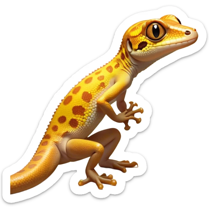 Cinematic Noble Gecko Portrait Emoji, Poised and sleek, with a compact, agile body adorned with textured, mottled scales and luminous, alert eyes accentuated by delicate toe pads and subtle patterning, Simplified yet sharp and sophisticated features, highly detailed, glowing with a soft, ambient jungle glow, high shine, intelligent and vigilant, stylized with an air of exotic elegance, focused and precise, soft glowing outline, capturing the essence of a watchful reptilian guardian that seems ready to scamper out of the screen with effortless agility! sticker