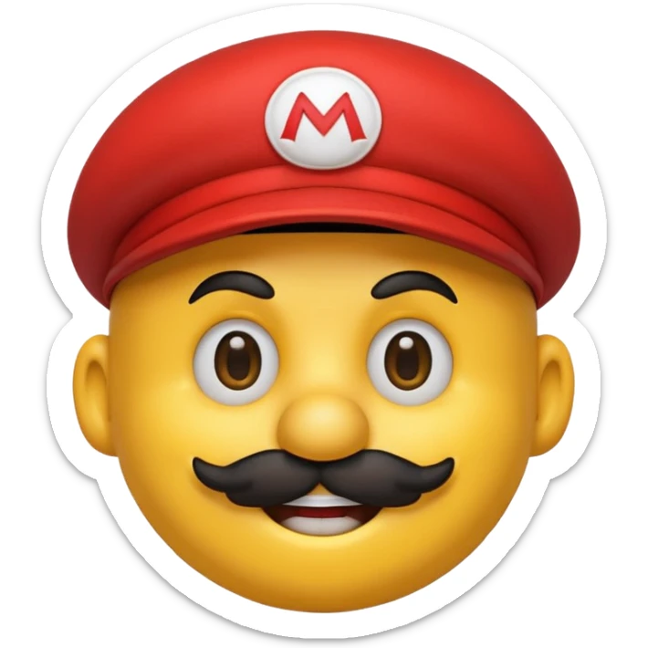 Smiley with Mario hat AND mustache sticker
