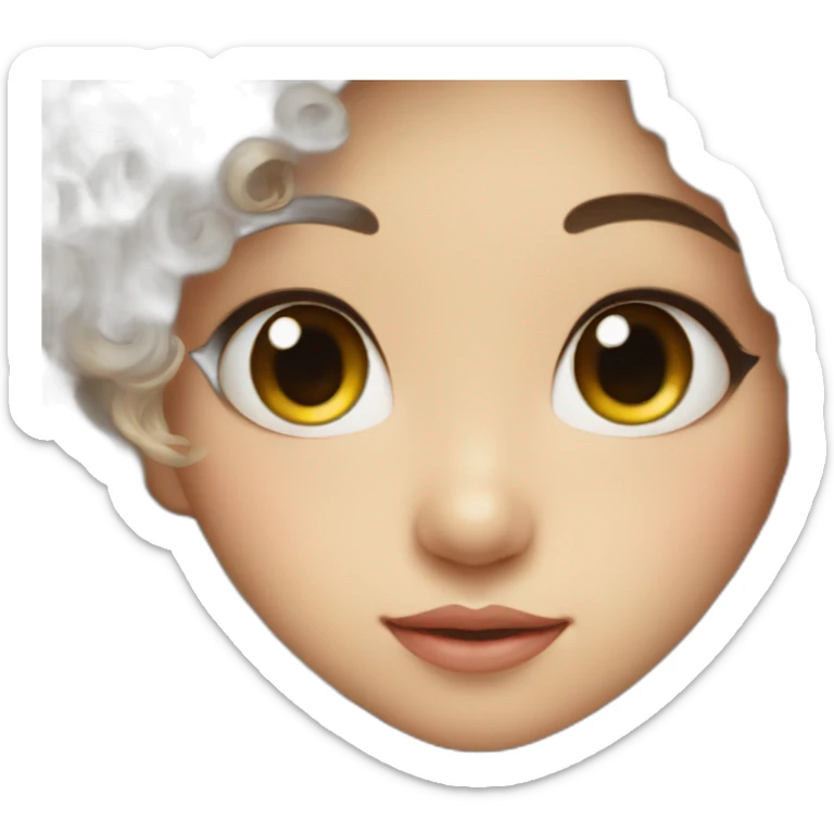 Cute asian girl long eye lashes and curly hair sticker