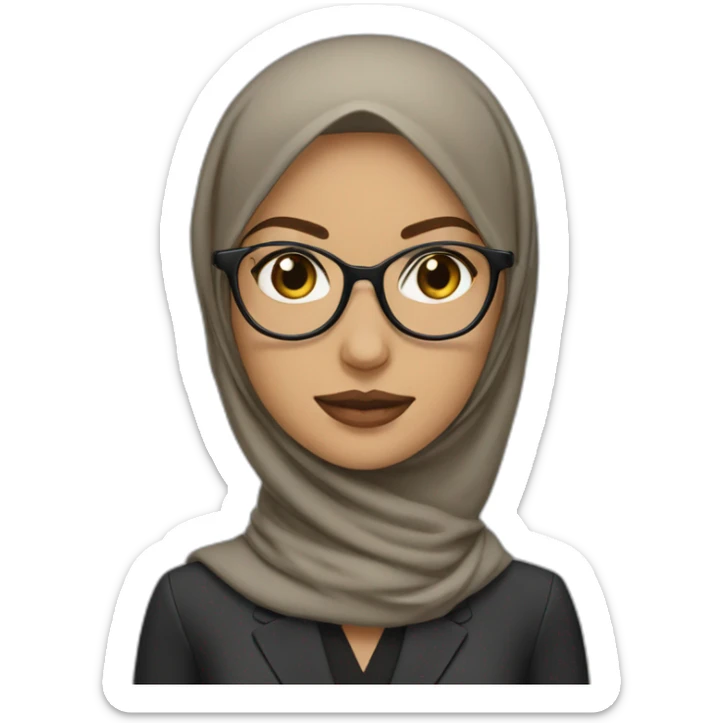 Hijabi white woman with glasses and brown eyes wearing a suit sticker