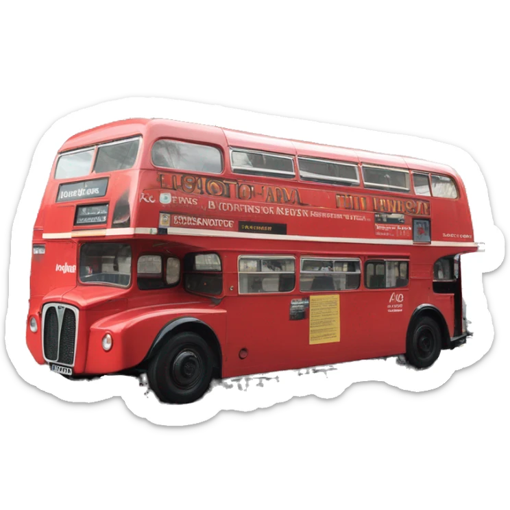 A Routemaster London Bus with Lawrence of Arabia Advert on the side.  sticker