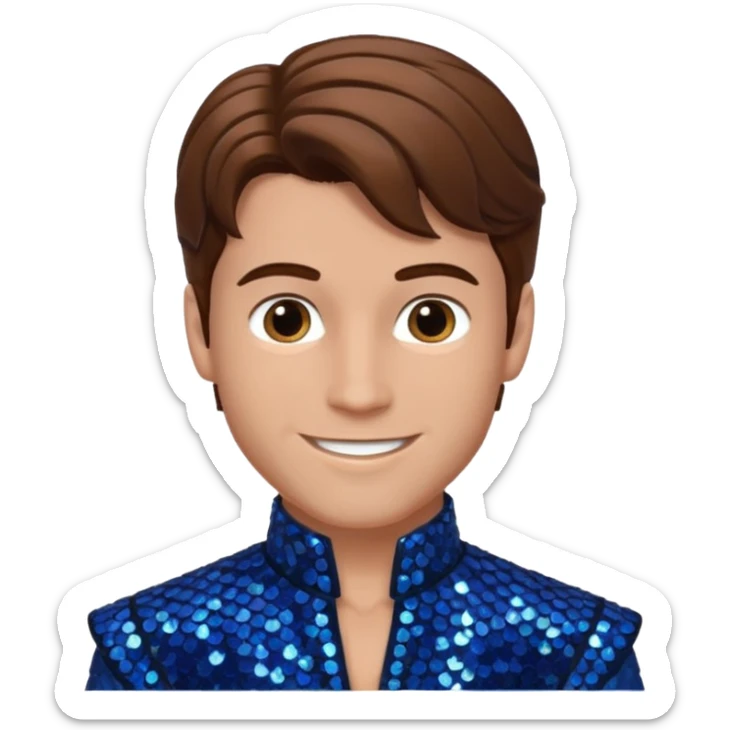 Prince Fiyero from the Wizard of Oz with brown hair, dark blue sequin outfit sticker