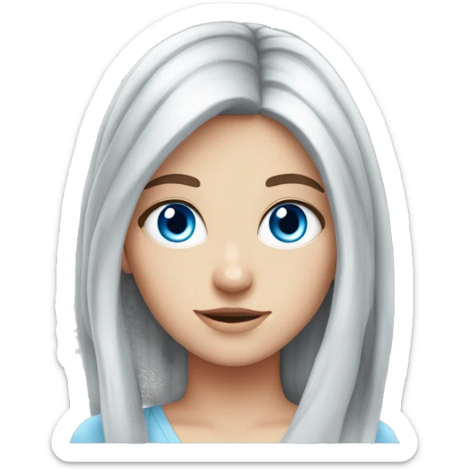 white-girl-red-gray hair-blue-eyes-amazing sticker