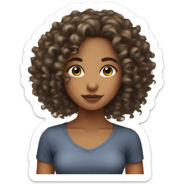 A mixed girl with curly hair and beautiful hair and eyes  sticker