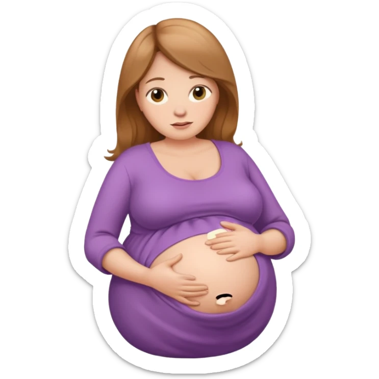 very heavily pregnant overdue woman with unnaturally very large belly sticker