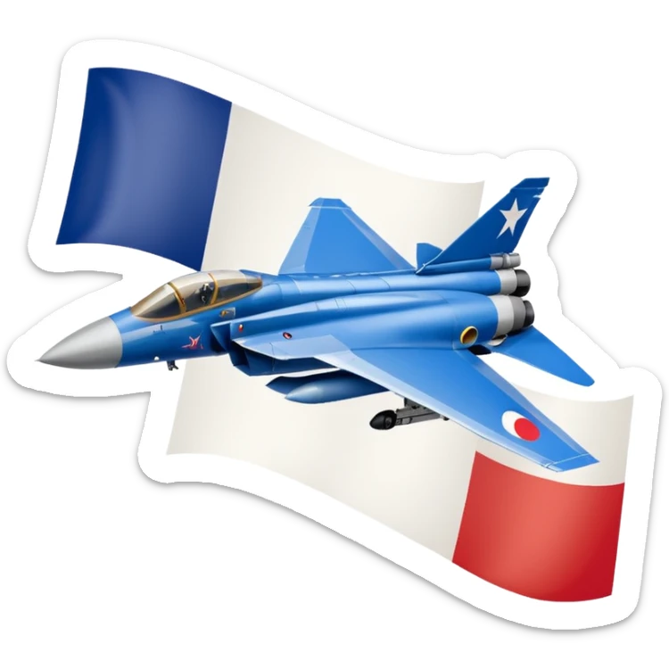 the french flag filling the entire background, and on front the mirage fighter jet sticker