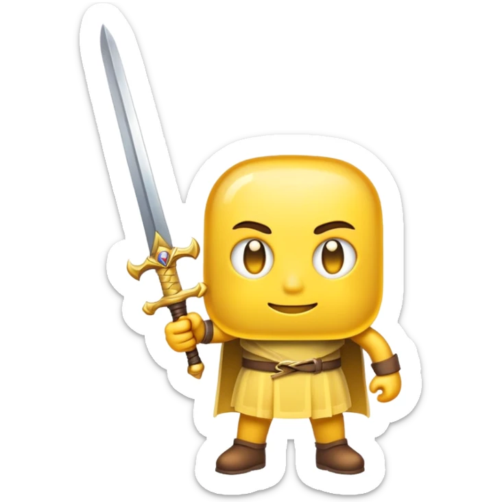 emoji character holding a sword sticker
