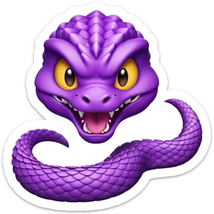 i want a animated emoji with the text "'Lil Viper Mad" with an angry but cute little purple viper spitting sticker