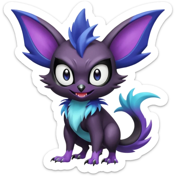 Shiny Cute Noibat-Noivern-Mightyena-Silvally-Fakémon-hybrid-creature (full body)  sticker