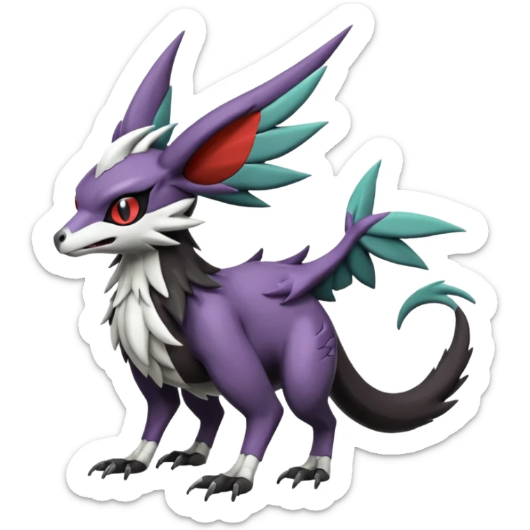 Noibat-Noivern-Mightyena-Silvally-Fakémon-hybrid-creature (full body)  sticker