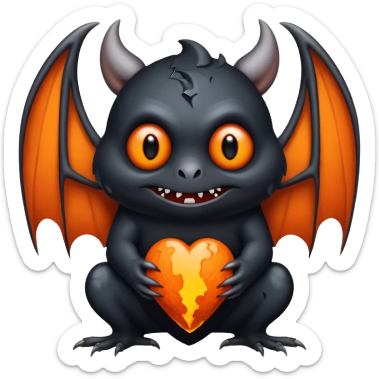 Monstre a corp craquelé fait de lave avec des ailes de chauve-souris et un tête de pierre carbonisé avec une mâchoire carré  sticker