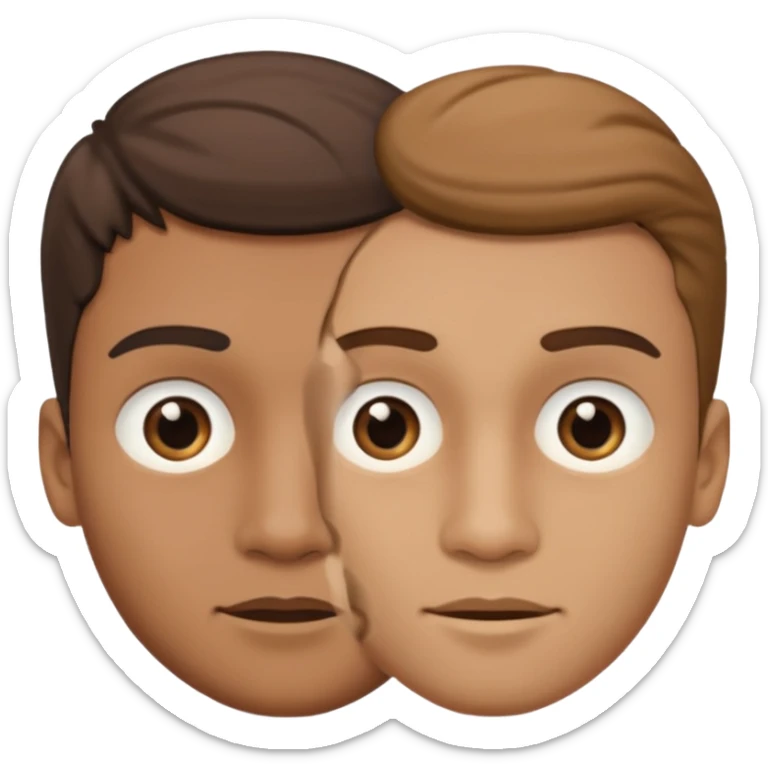 Un niño con forma de cara un poco estirada piel un poco morena y hombre y hombre sticker
