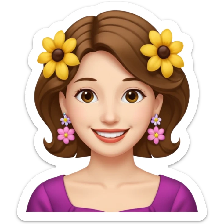 Lady wearing flower earrings


























 sticker
