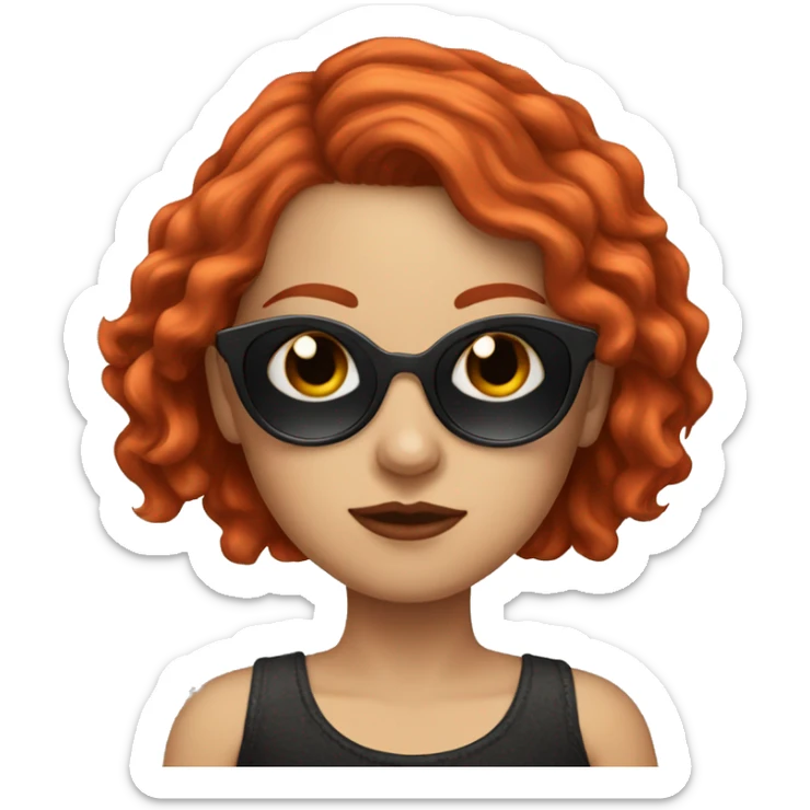 white girl with red hair and tattoos wearing sunglasses  sticker