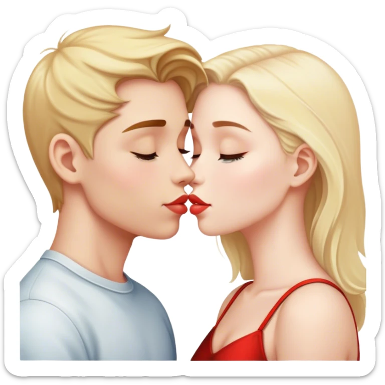 A beautiful white couple boy and girl kiss on the lips sticker