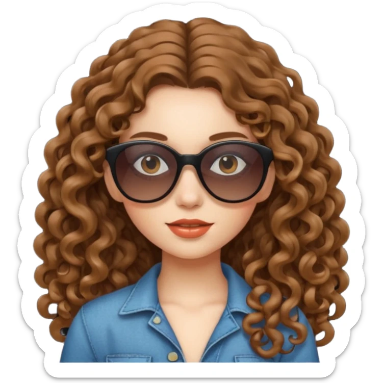Girl with long curly hair, sunglasses sticker