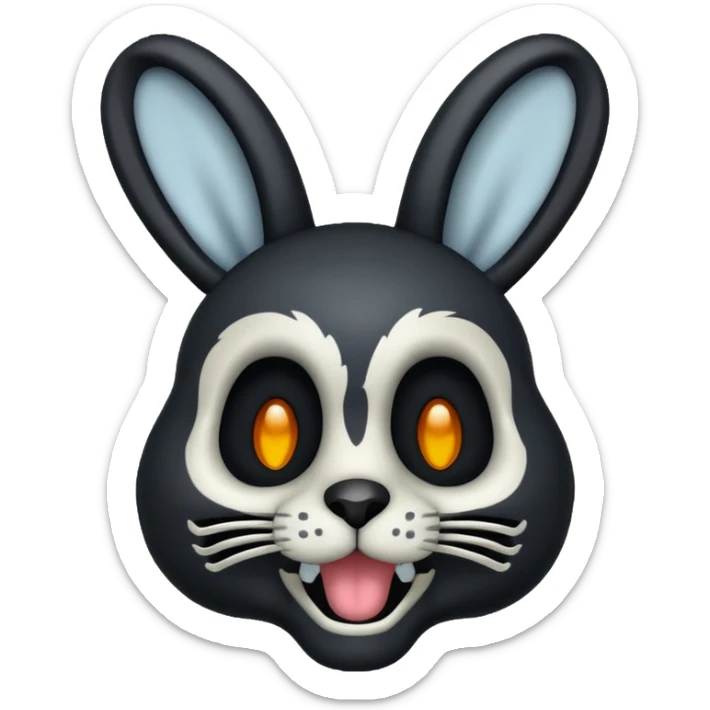 Emoji tête de Lapin squelette noire qui fait bonjour de la main  sticker