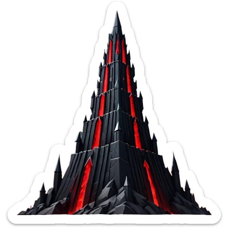 Barad Dúr from Lord of the Rings, Dark, giant Tower, with red beams shooting from the top into the sky sticker