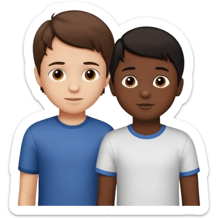 Little boy with brown hair in love with another little boy with black hair sticker