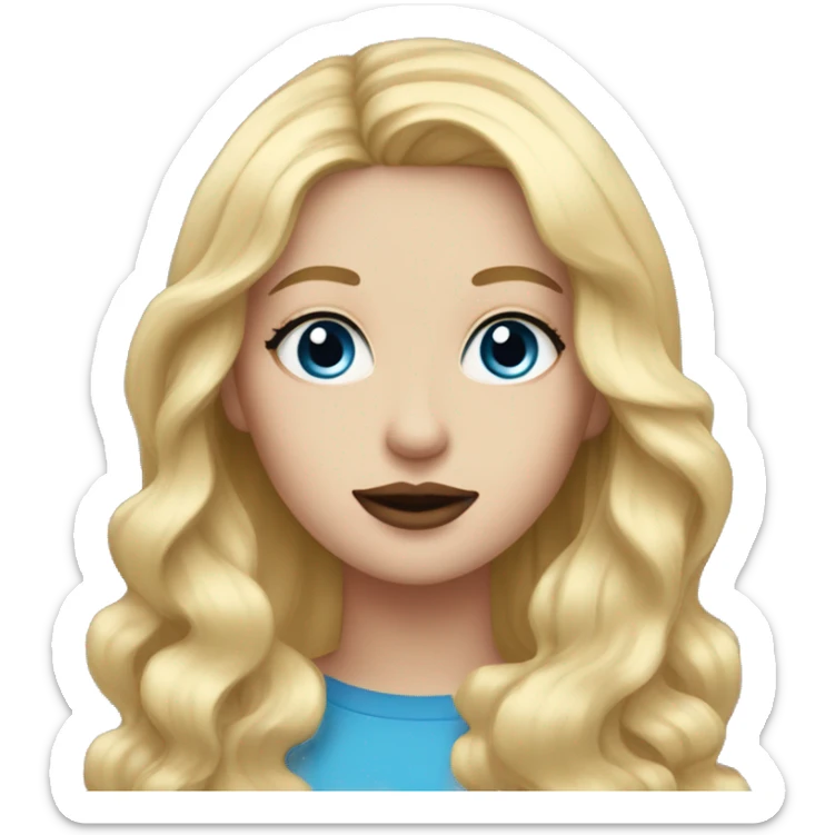 girl long blonde hair blue eyes and cherry lipstick sticker