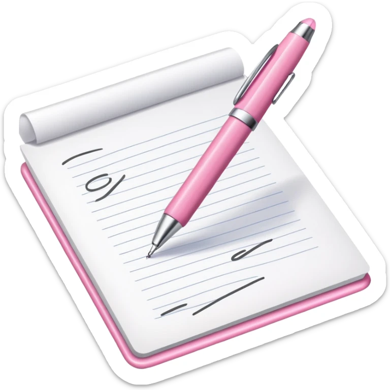 give me a discord emoji of a pink and white pen or pencil signing a piece of paper sticker