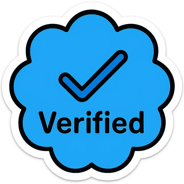 blue tick Instagram verification badge with text sticker