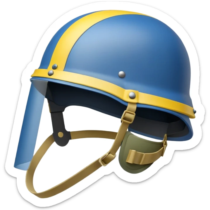 Ukrainian military helmet with blue and yellow colors, combat kevlar helmet sticker