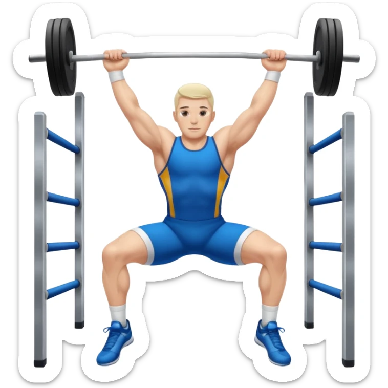 white sportsman in the playground, dressed  in sport suit on sports horizontal bars sticker