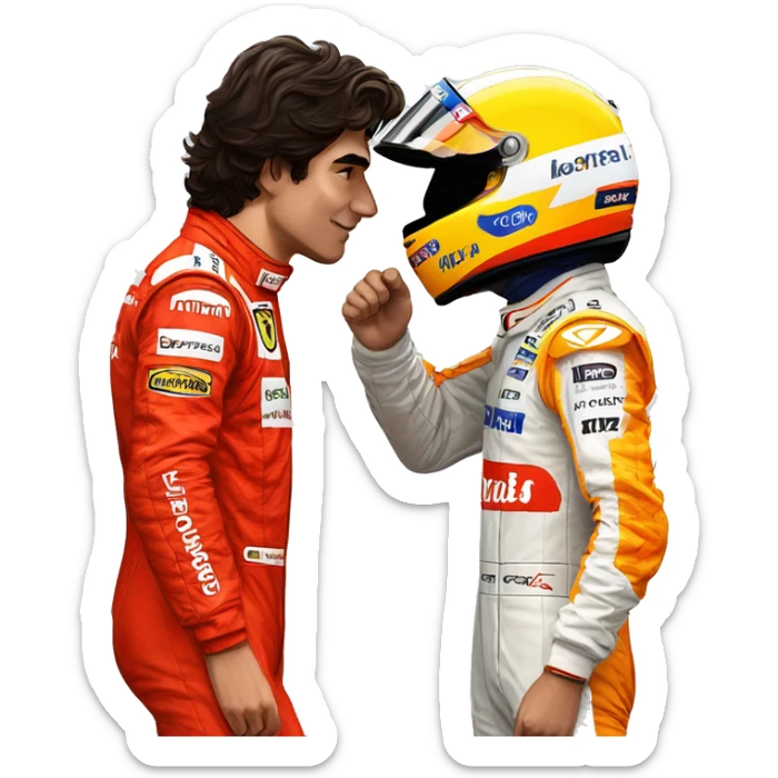 Carlos sainz from ferrari kissing lando Norris from mclaren sticker
